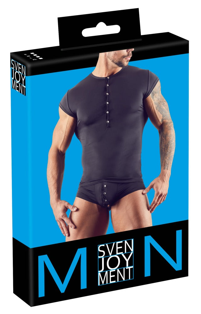 SVENJOYMENT Herren-Shirt transparent mit Druckknopfleiste