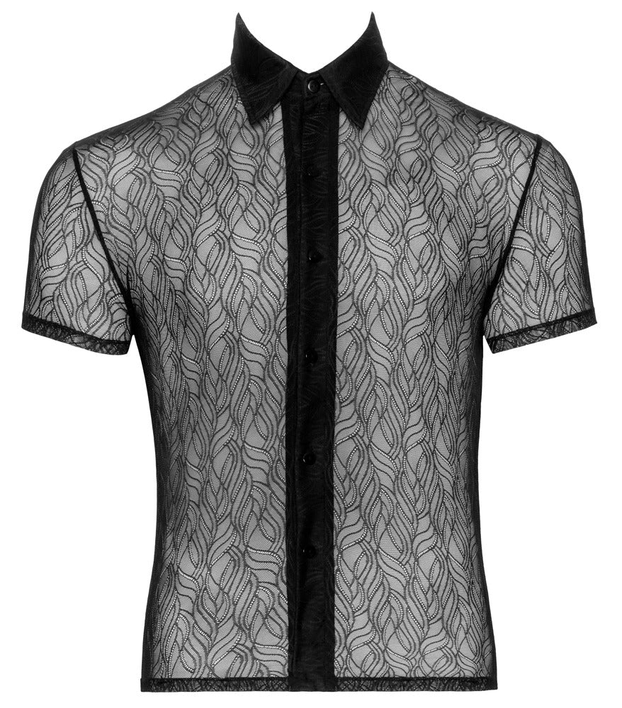 SVENJOYMENT Herren-Hemd aus Spitze, transparent