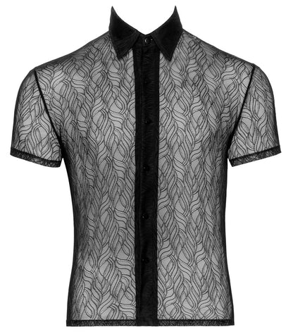 SVENJOYMENT Herren-Hemd aus Spitze, transparent