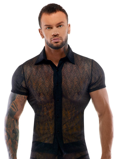 SVENJOYMENT Herren-Hemd aus Spitze, transparent