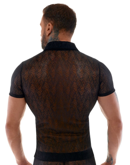 SVENJOYMENT Herren-Hemd aus Spitze, transparent