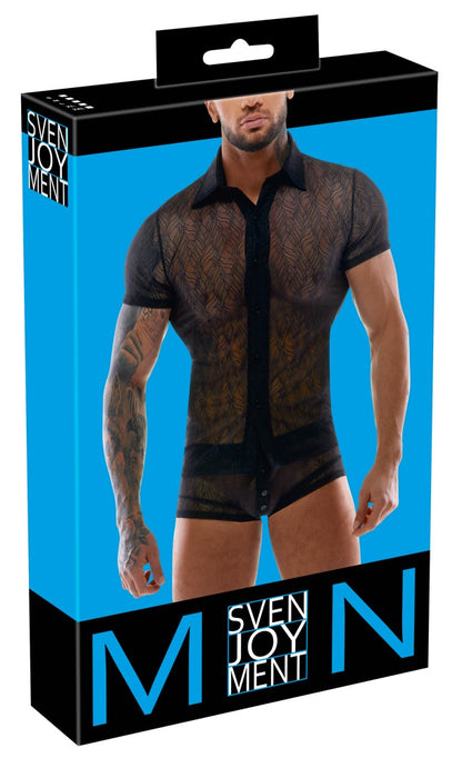 SVENJOYMENT Herren-Hemd aus Spitze, transparent