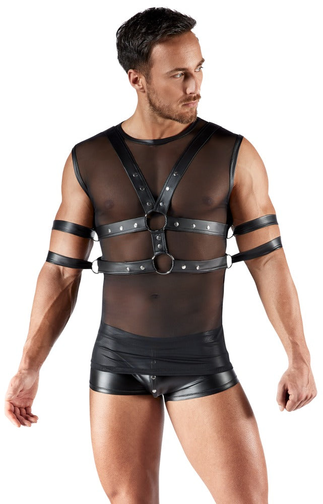 SVENJOYMENT Herren-Shirt-und-Harness-Set mit 4 Fesseln