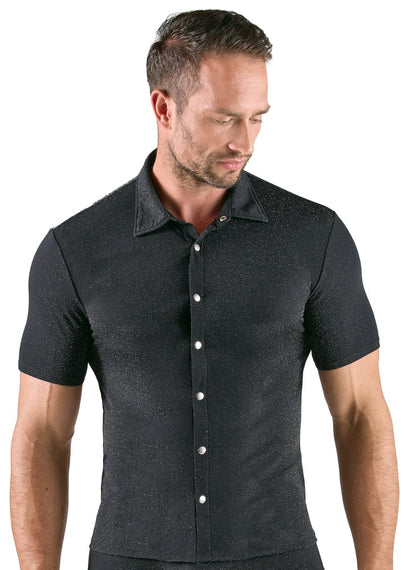 SVENJOYMENT Herren-Hemd im Silber-Lurex-Look