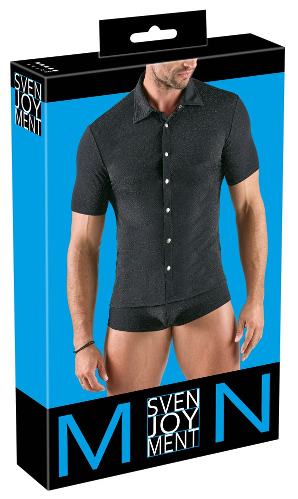 SVENJOYMENT Herren-Hemd im Silber-Lurex-Look
