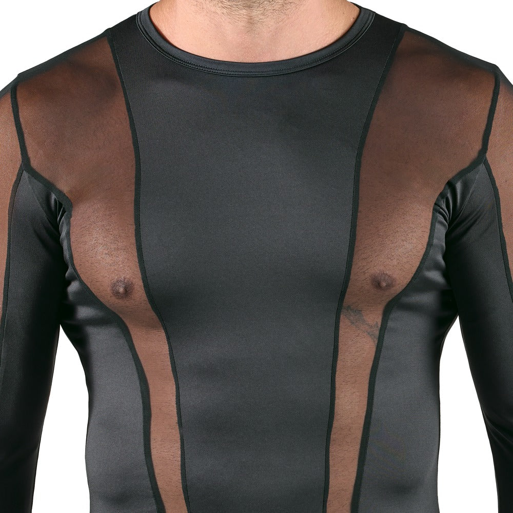 SVENJOYMENT Herren-Longsleeve mit Netz-Einsätzen