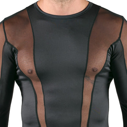 SVENJOYMENT Herren-Longsleeve mit Netz-Einsätzen