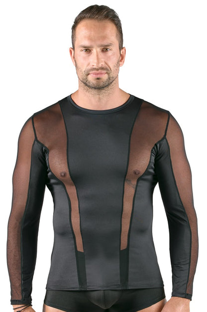 SVENJOYMENT Herren-Longsleeve mit Netz-Einsätzen