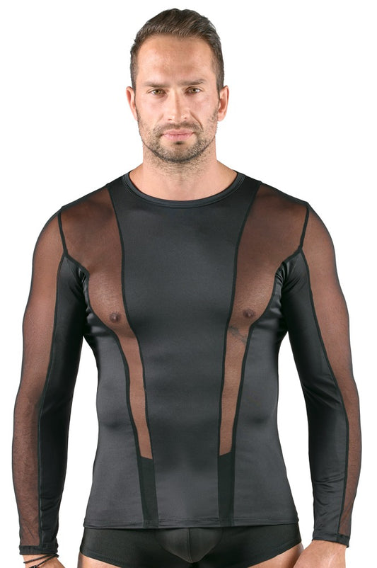SVENJOYMENT Herren-Longsleeve mit Netz-Einsätzen