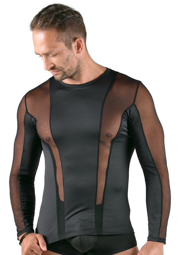 SVENJOYMENT Herren-Longsleeve mit Netz-Einsätzen