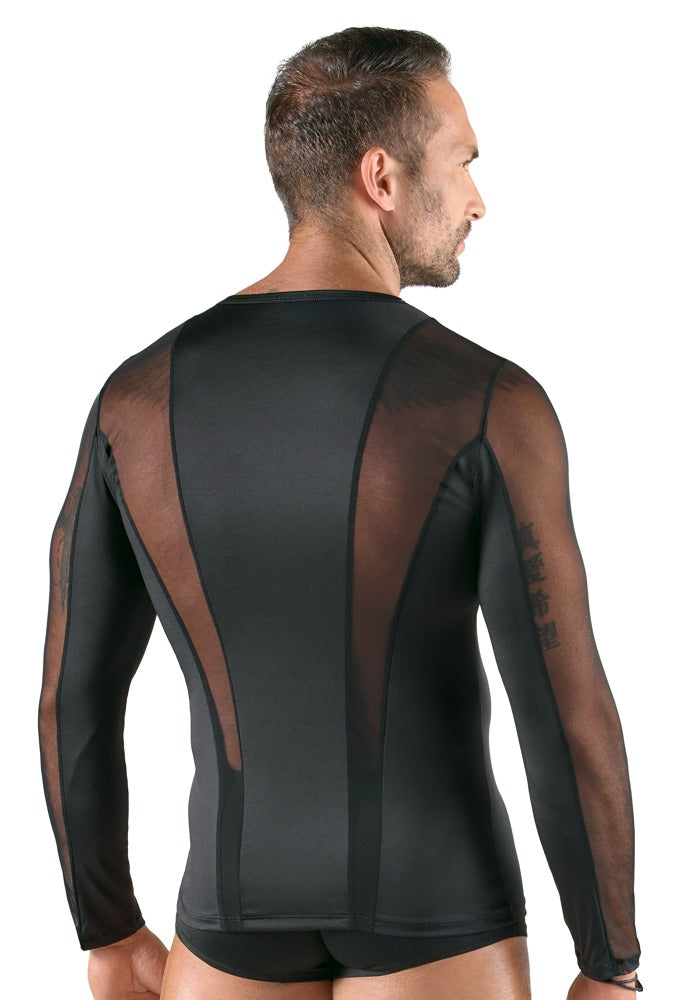 SVENJOYMENT Herren-Longsleeve mit Netz-Einsätzen