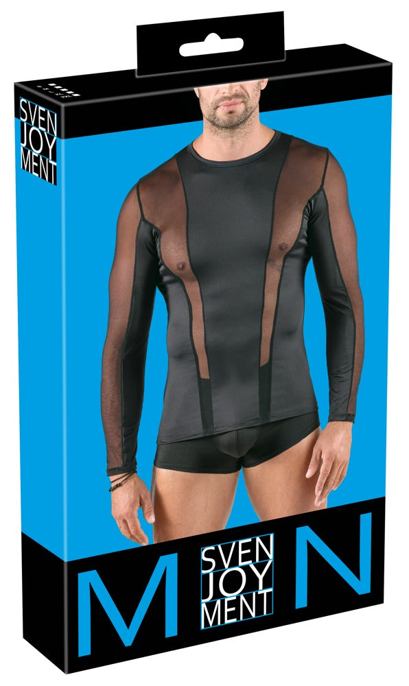 SVENJOYMENT Herren-Longsleeve mit Netz-Einsätzen