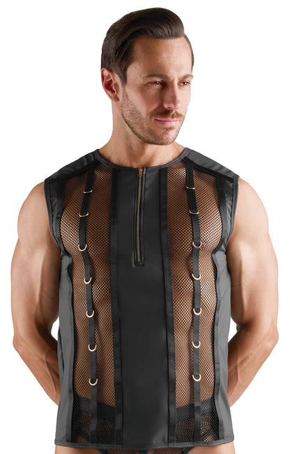 SVENJOYMENT Herren-Netzshirt mit Wetlook und Ringen