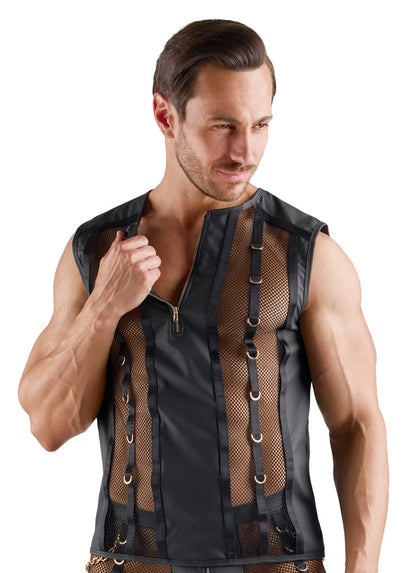 SVENJOYMENT Herren-Netzshirt mit Wetlook und Ringen