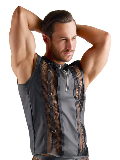 SVENJOYMENT Herren-Netzshirt mit Wetlook und Ringen