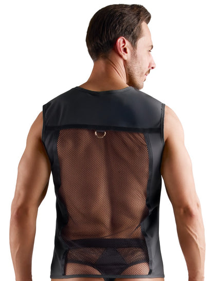 SVENJOYMENT Herren-Netzshirt mit Wetlook und Ringen