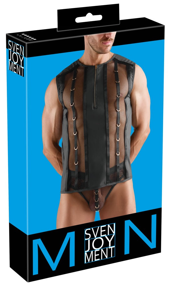 SVENJOYMENT Herren-Netzshirt mit Wetlook und Ringen