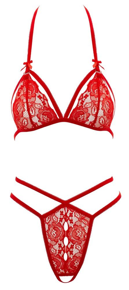 COTTELLI Spitzen-Set mit Ouvert-String, Rot