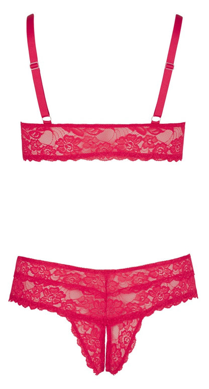 Cottelli BH und Rio-String aus Spitze, ouvert, Rot
