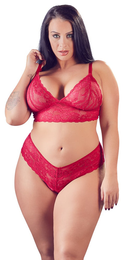 Cottelli BH und Rio-String aus Spitze, ouvert, Rot