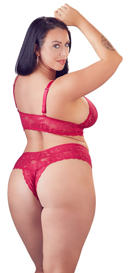 Cottelli BH und Rio-String aus Spitze, ouvert, Rot