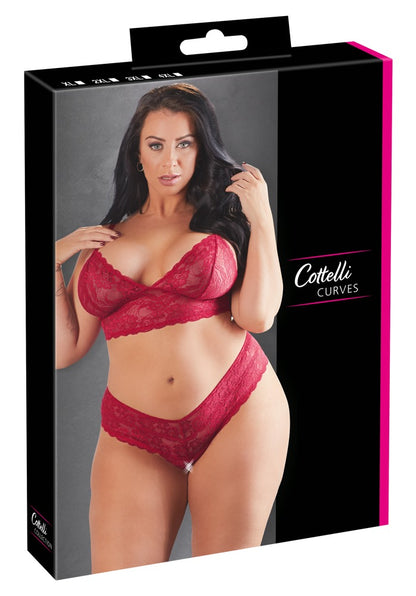 Cottelli BH und Rio-String aus Spitze, ouvert, Rot