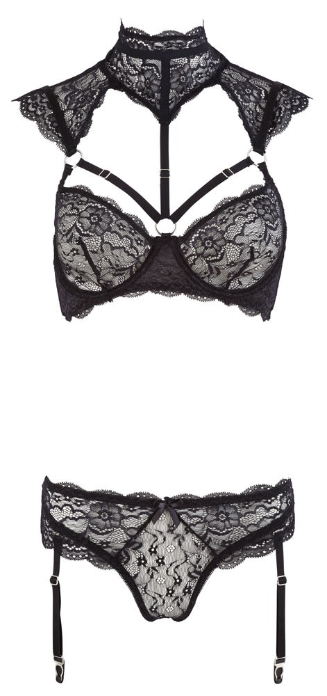 COTTELLI BH-Set aus Blütenspitze mit Strapsen