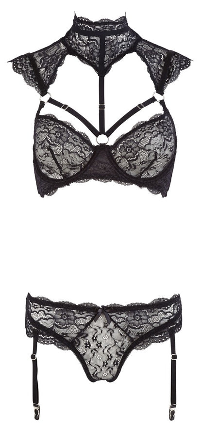 COTTELLI BH-Set aus Blütenspitze mit Strapsen