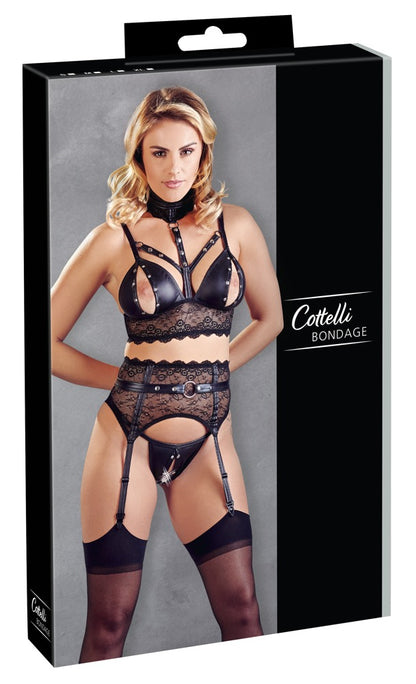 Cottelli Bondage-Strapsset aus Spitze mit Nieten