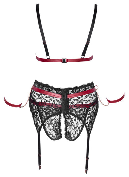 Cottelli Bondage-Set mit Soft-BH, Strapsgurt und Armfesseln