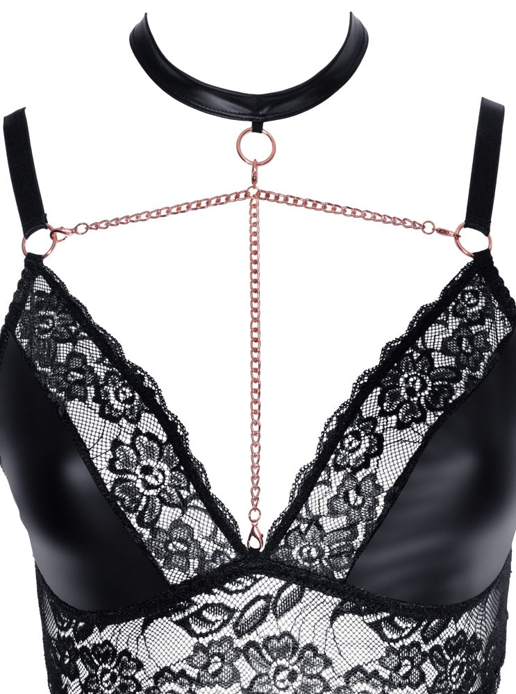 Cottelli BH und Strapsslip ouvert mit Schrittkette