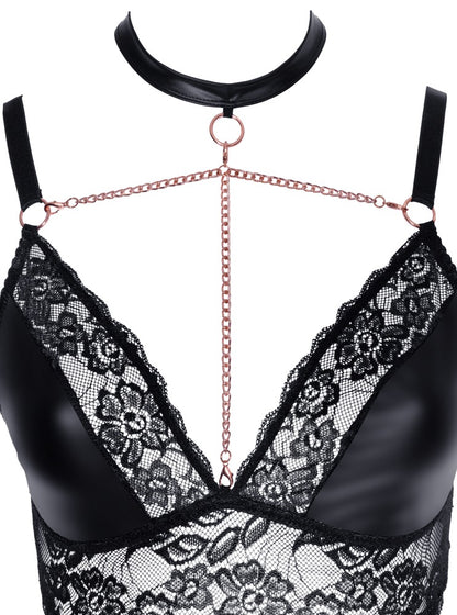 Cottelli BH und Strapsslip ouvert mit Schrittkette