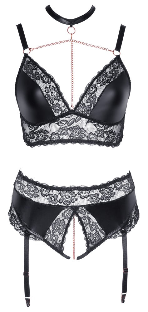 Cottelli BH und Strapsslip ouvert mit Schrittkette