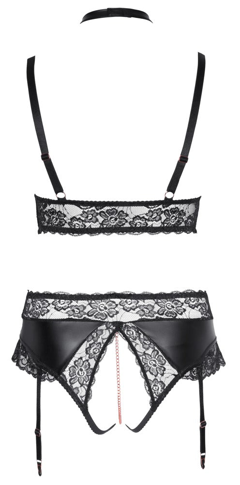 Cottelli BH und Strapsslip ouvert mit Schrittkette