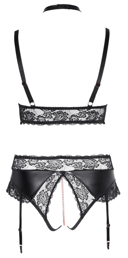 Cottelli BH und Strapsslip ouvert mit Schrittkette