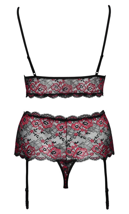 Cottelli BH-Set aus 2-farbiger Blütenspitze mit Perlenketten