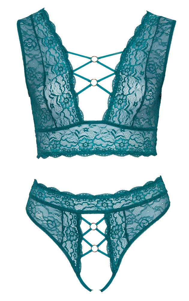 Cottelli BH-Set aus Spitze mit Ringen, Petrol