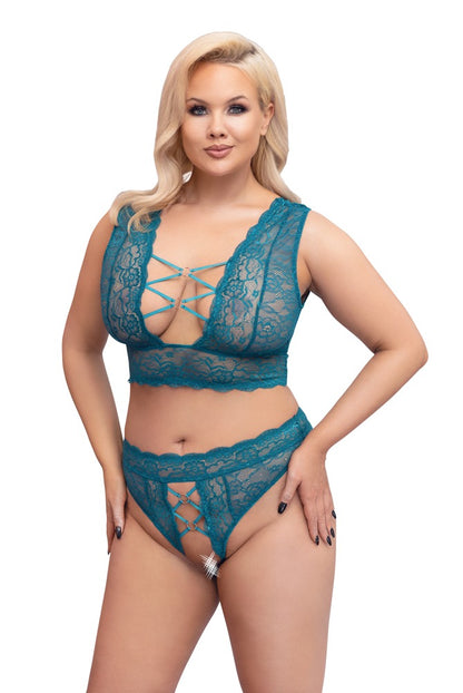 Cottelli BH-Set aus Spitze mit Ringen, Petrol