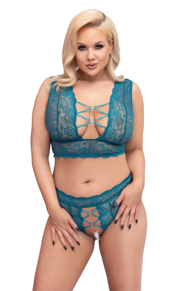 Cottelli BH-Set aus Spitze mit Ringen, Petrol