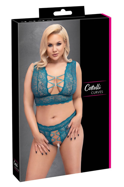 Cottelli BH-Set aus Spitze mit Ringen, Petrol