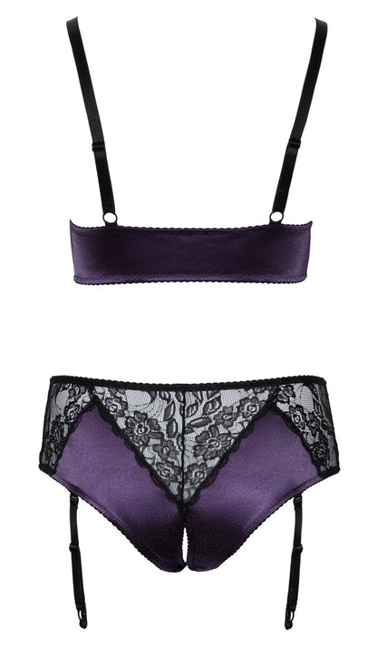 Cottelli BH-Set aus Satin und Spitze, Lila