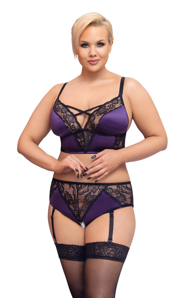 Cottelli BH-Set aus Satin und Spitze, Lila