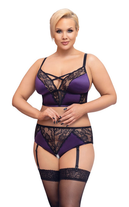 Cottelli BH-Set aus Satin und Spitze, Lila