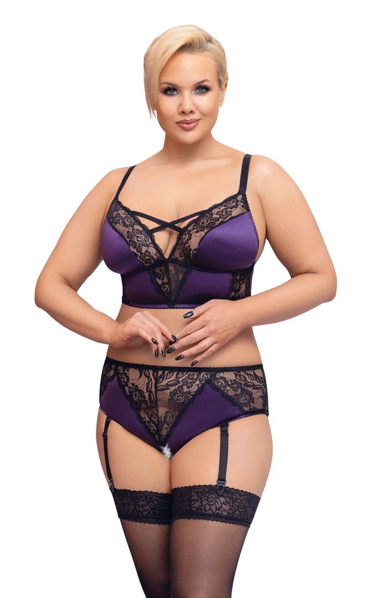 Cottelli BH-Set aus Satin und Spitze, Lila