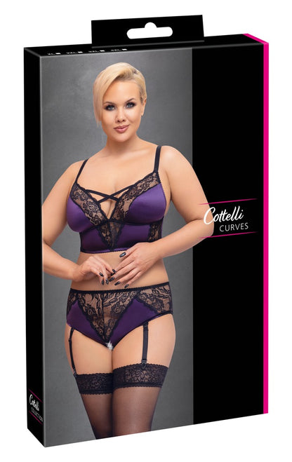 Cottelli BH-Set aus Satin und Spitze, Lila