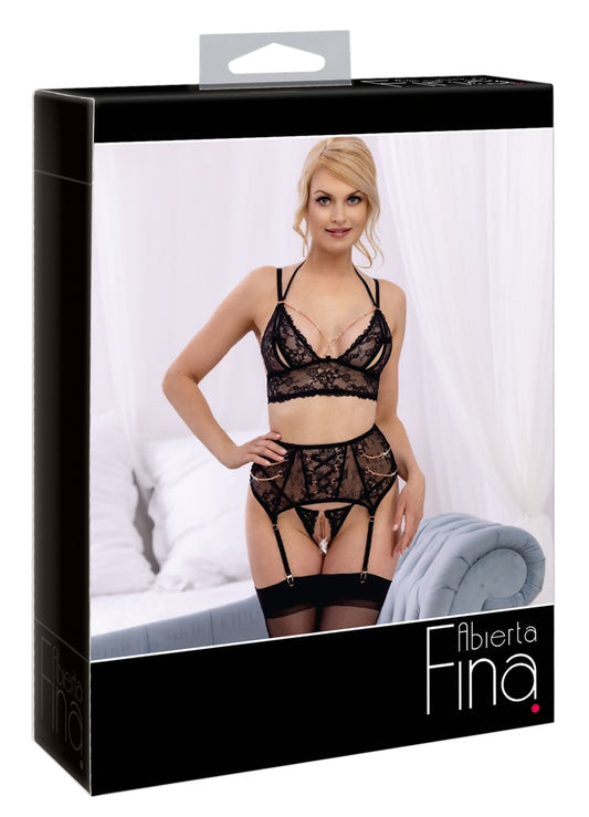 Abierta Fina BH Strapsset Schwarz