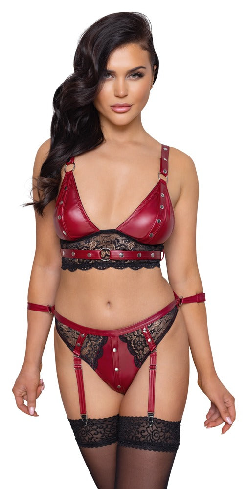 Cottelli Bondage-Set mit Bralette und Fesselriemen, Rot