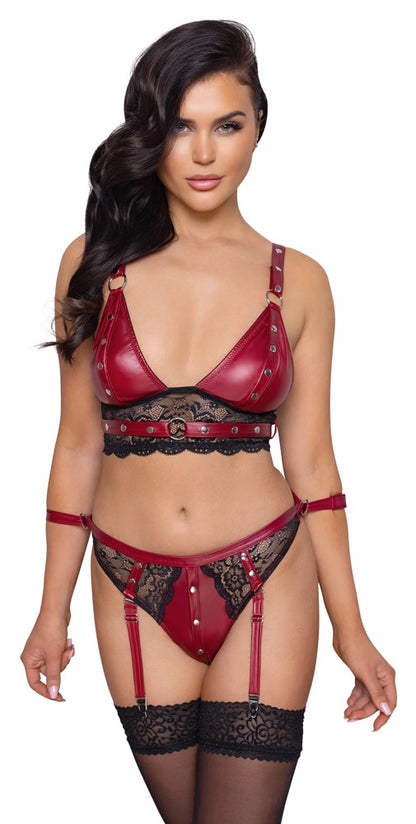 Cottelli Bondage-Set mit Bralette und Fesselriemen, Rot