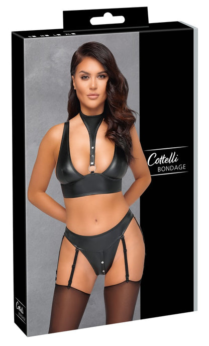 Cottelli Bondage-Set mit Bralette, Halsband und Handfessel