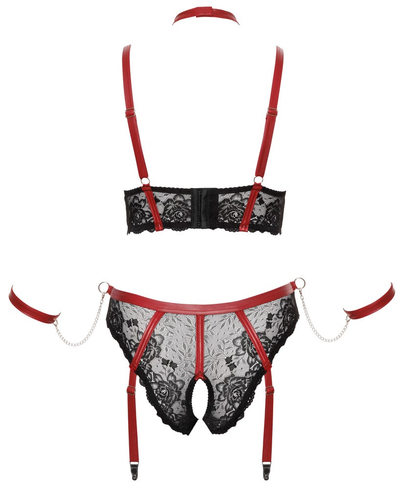 Cottelli Bondage-Set mit Longline-BH, Halsband und Armfesseln